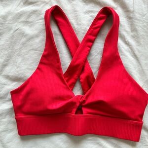Fabletics Ribbed Red Oasis Twist Bra